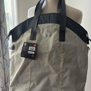 Under Armour Black and Cream Duffel Bag